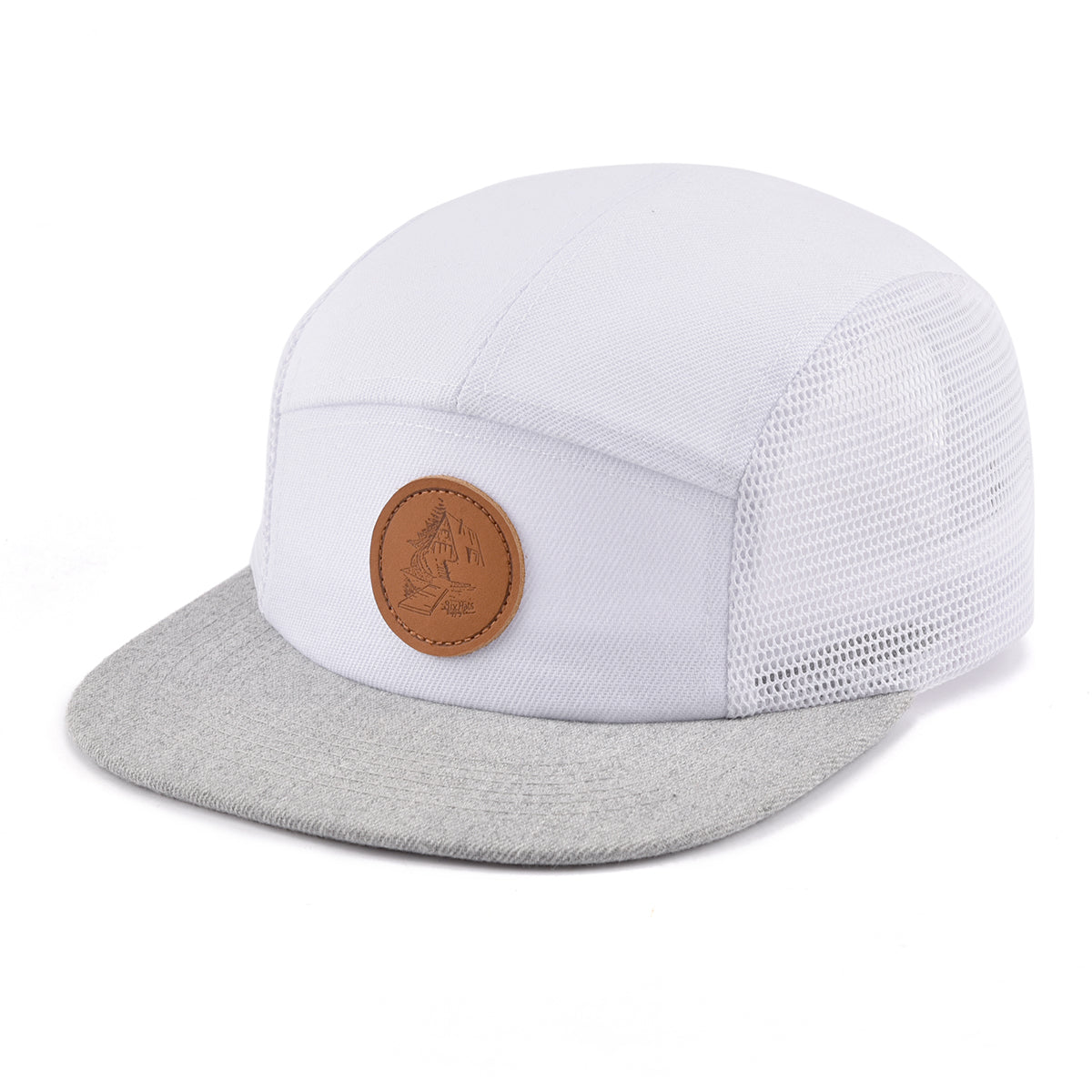 Attent kussen schudden White & Grey Cottage Life 5 Panel Hat – Six Hats Supply Co