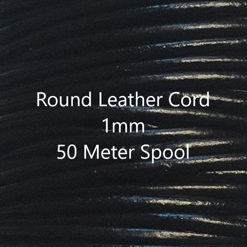 Round Leather Cord, 1.0mm, 50 Meter Spool