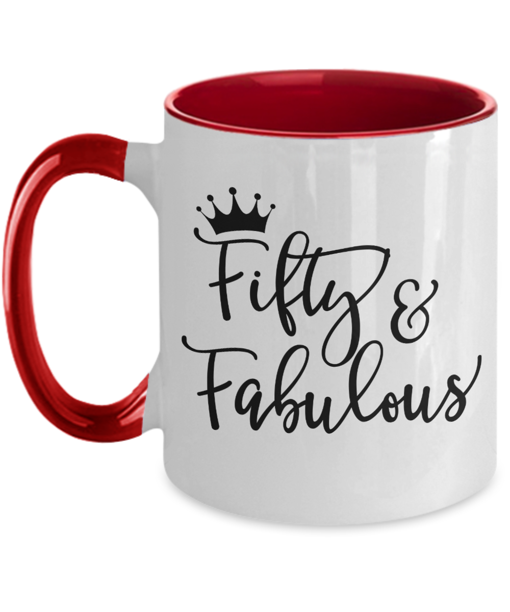 Fifty and Fabulous Mug-Red