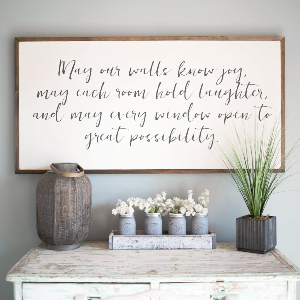 May our Walls know Joy 4 x2 Wood Sign  Home Decor  