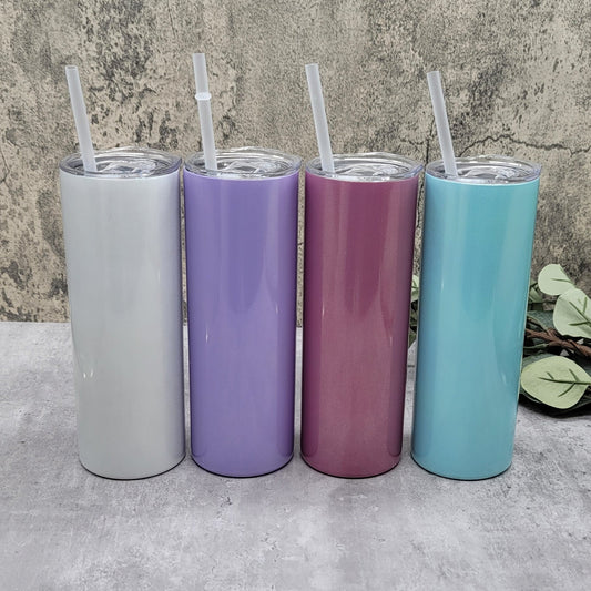 Wholesale 20oz Glossy Matte Skinny Sublimation Tumbler With Metal Straw and  Rubber Bottoms DIY Kit 