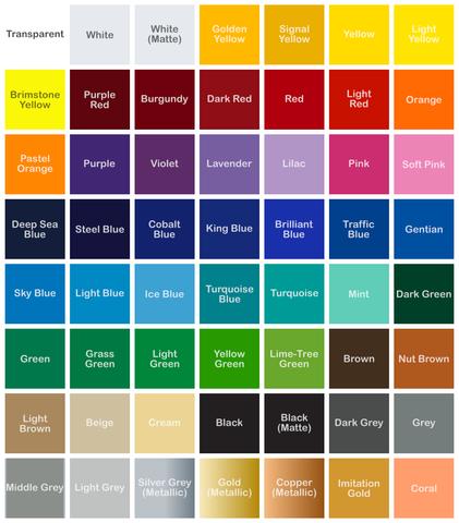 oracal 651 color chart matte