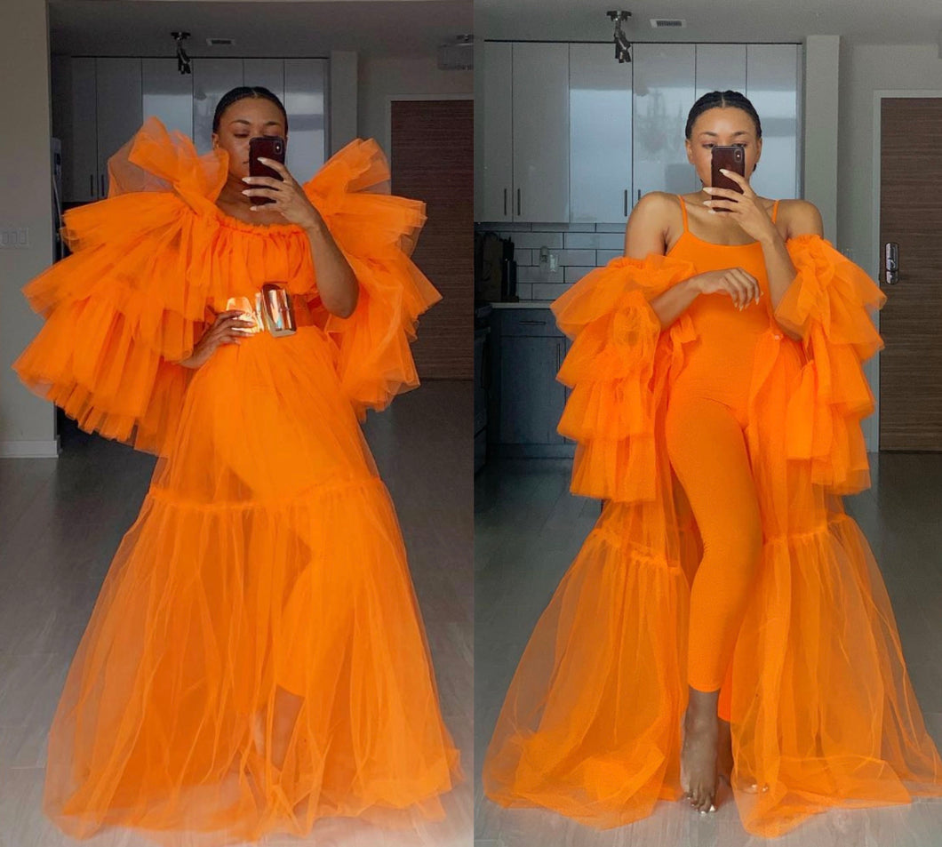 orange sheer dress