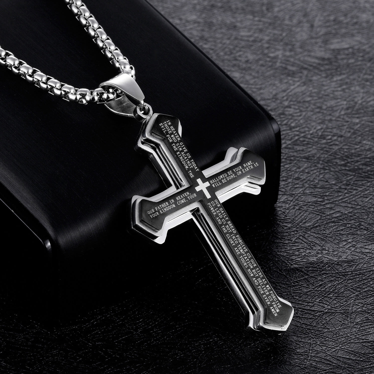 New Cross Necklace Faith Pendant Stainless Steel Cross Pendant Necklace God Lord  Prayer Religious Jewelry Gift - China Cuban Chain and Jewelry price |  Made-in-China.com