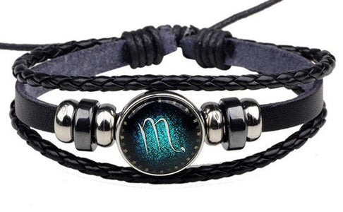 12 Zodiac Signs Handmade Leather Bracelet bracelets GrindStyle Scorpio 