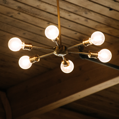 A modern chandelier for decor purposes in a home pantry