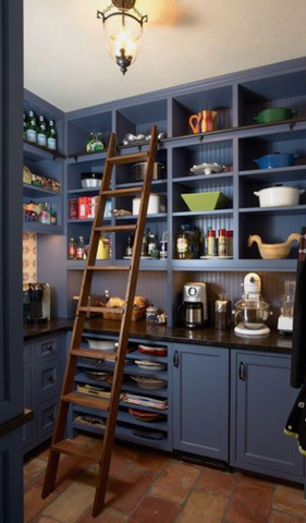 A wooden ladder in a home pantry as a style tip