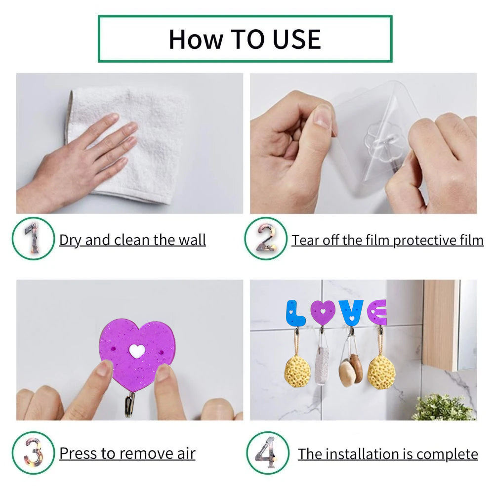 Love Shape Self Adhesive Hooks