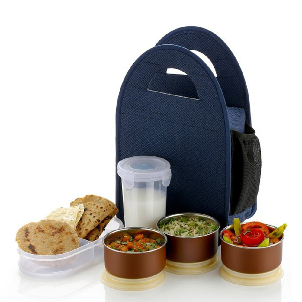 Steel Lunch Box Set (5 pcs, Black)