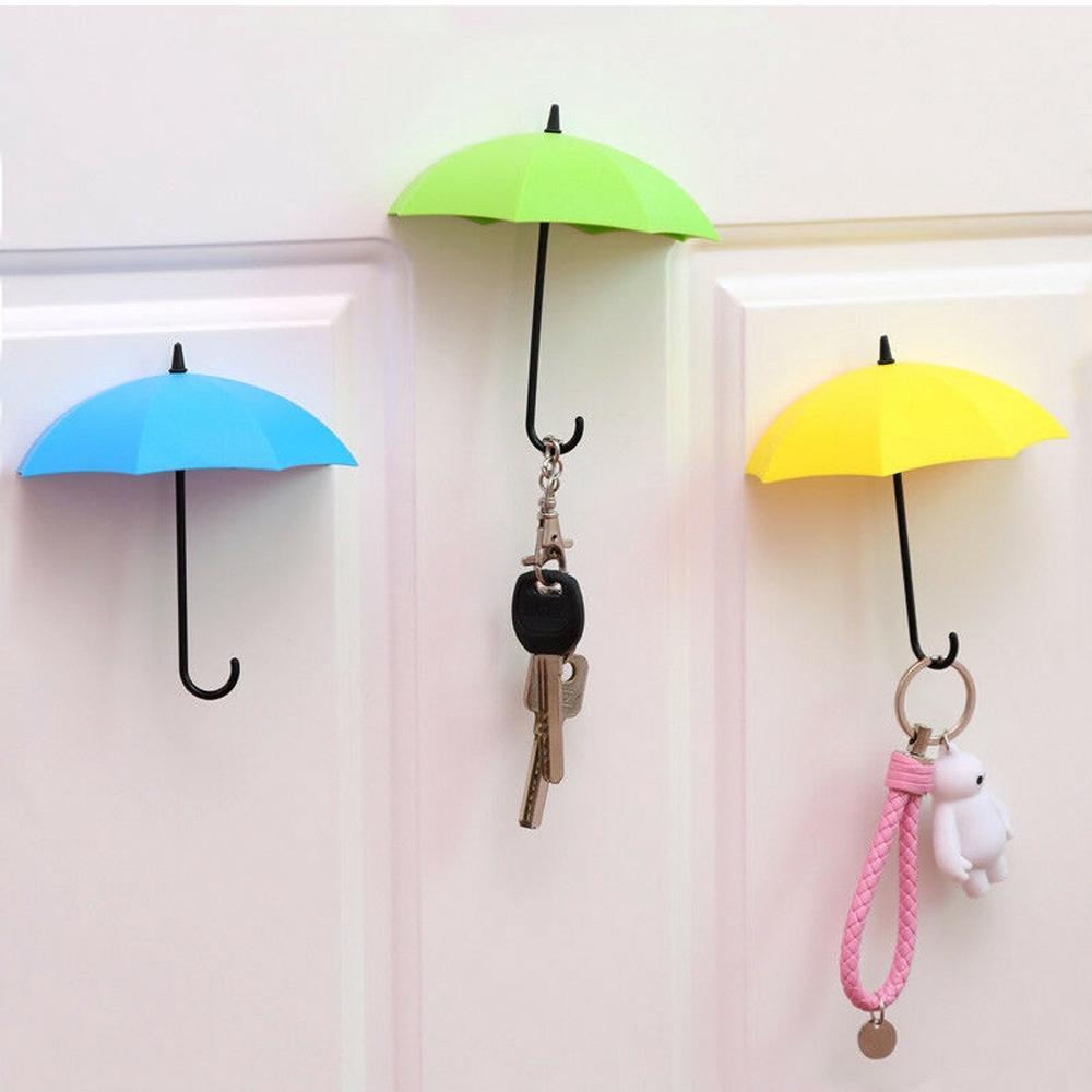 3pcs/set Cute Umbrella Wall Mount Key Holder Wall Hook Hanger Organizer Durable Wall hooks bathroom kitchen Umbrella Wall Hook