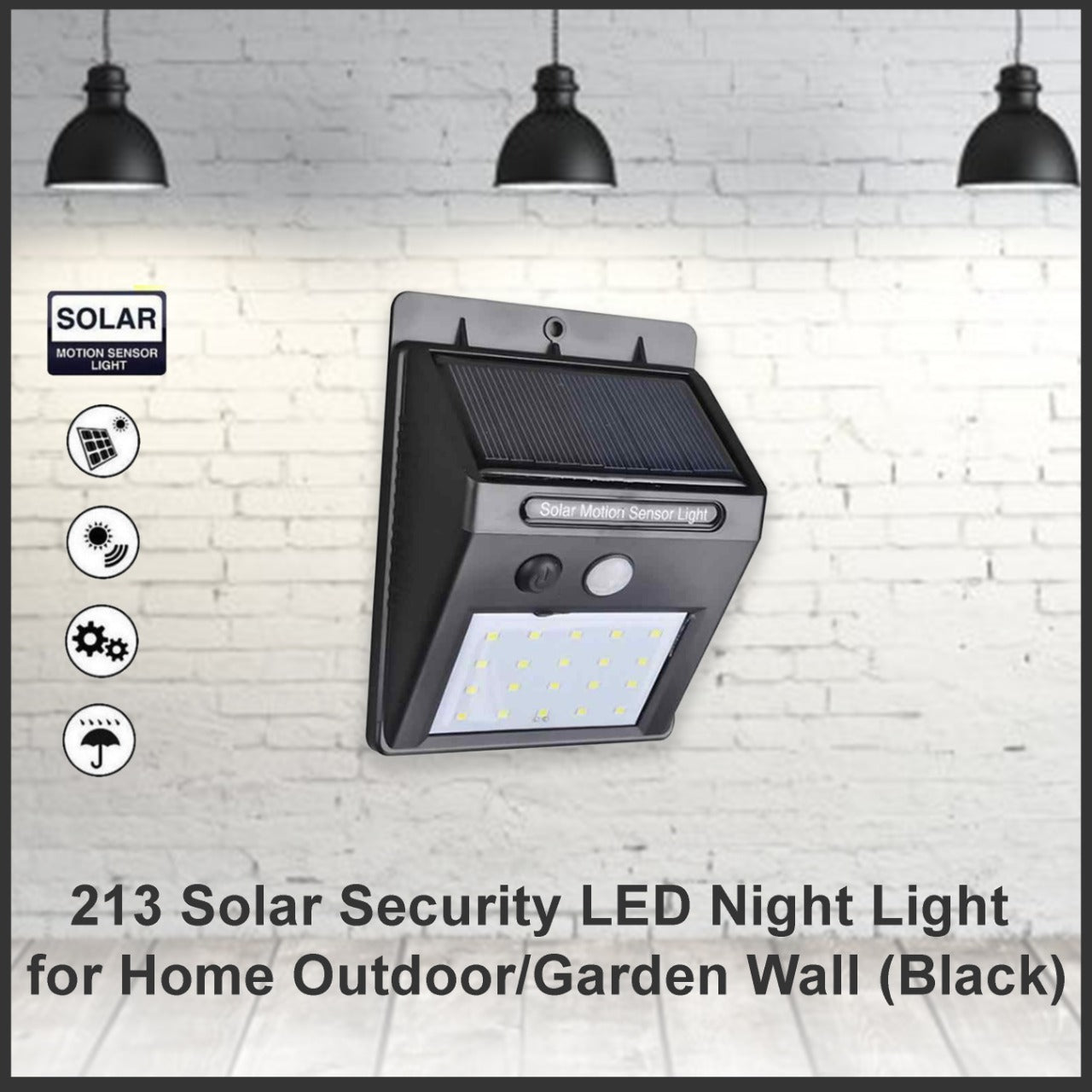 Solar Security LED Night Light for Home Outdoor/Garden Wall (Black) (20-LED Lights)