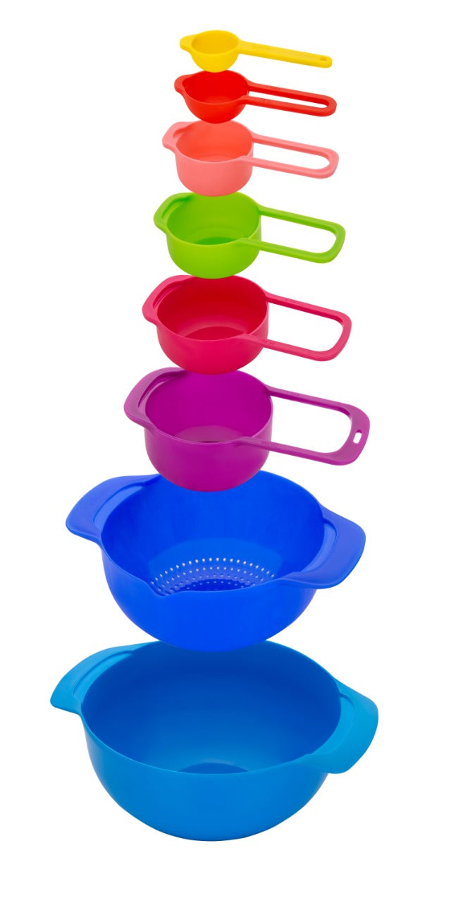 8 Piece Nesting Bowls with Measuring Cups Set