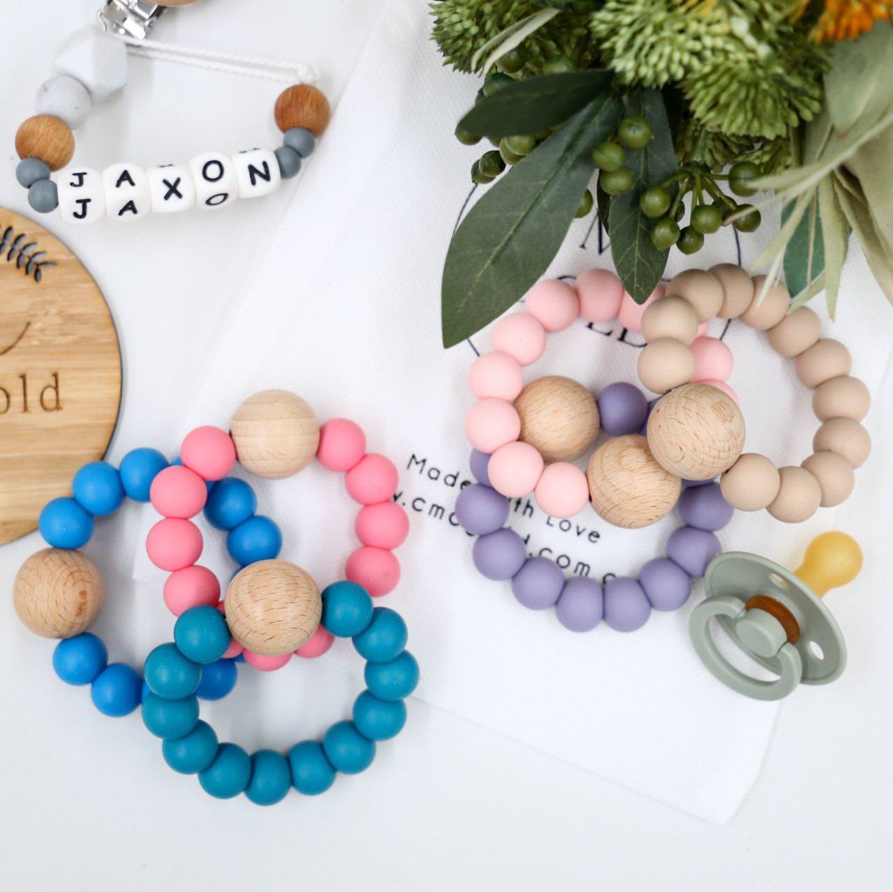 wooden silicone teether