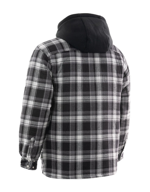 Grey Plaid Hooded Quilted Flannel Shirt Jacket – Hi Vis Safety