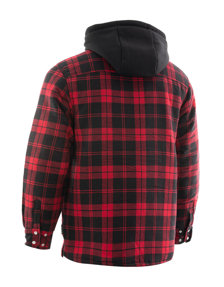 Red Plaid Hooded Quilted Flannel Shirt Jacket – Hi Vis Safety