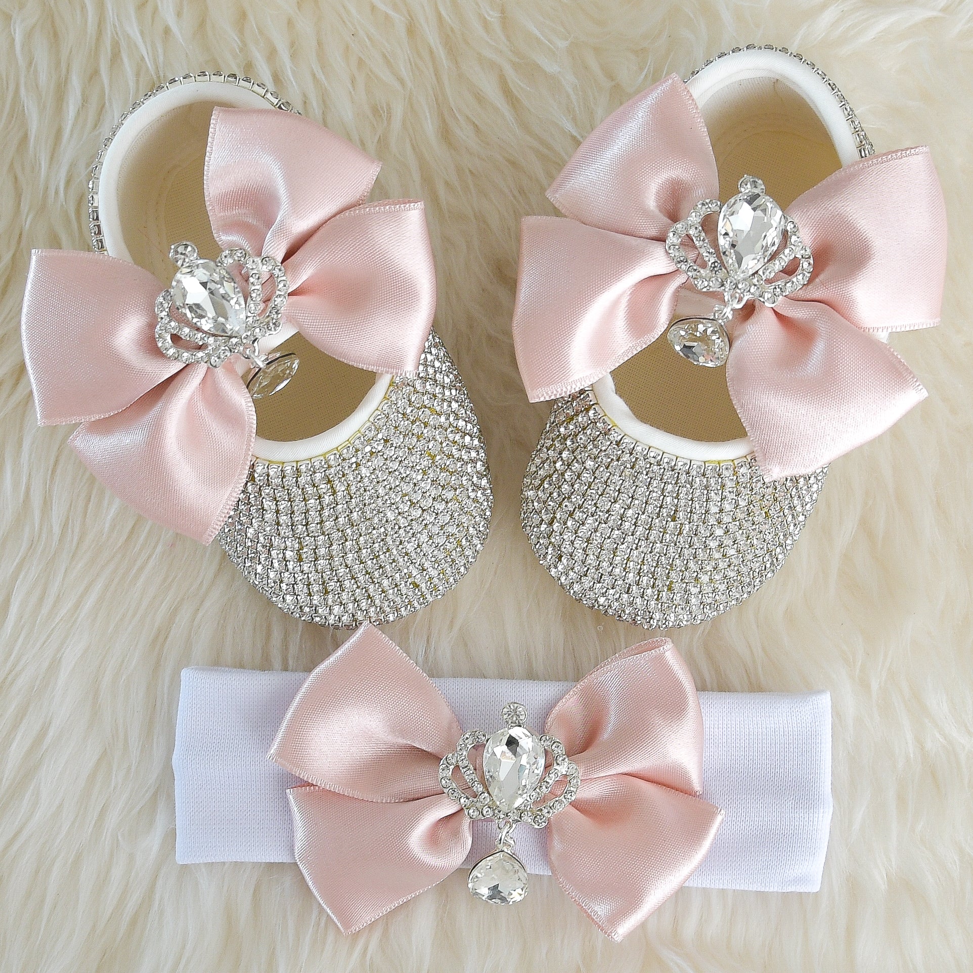 swarovski baby shoes pink