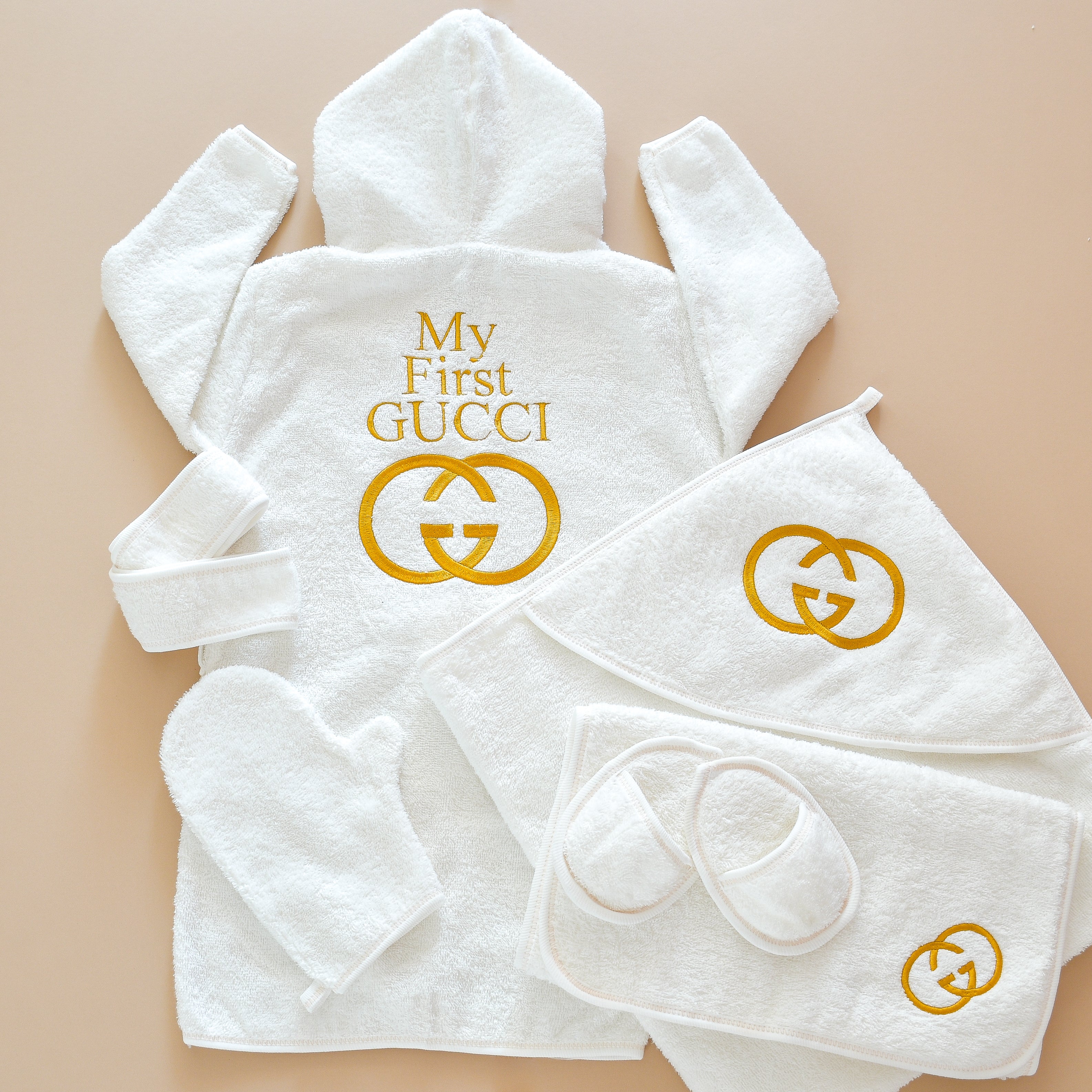 My First Gucci Baby Hooded Bathrobe Set 