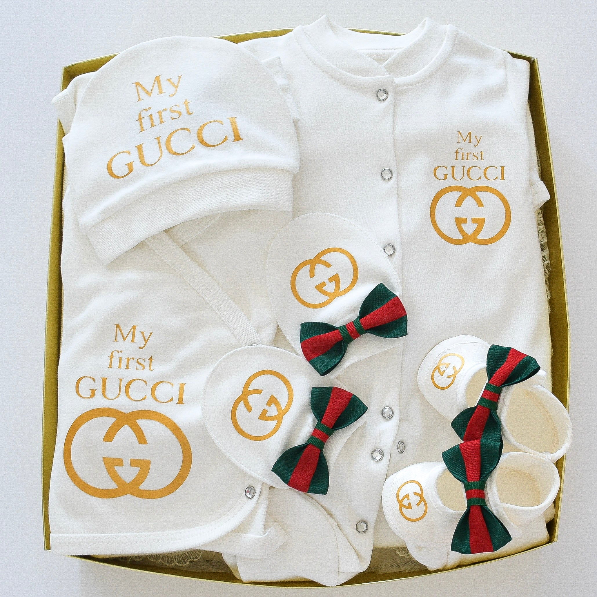 First Gucci Inspired Newborn Baby Set 