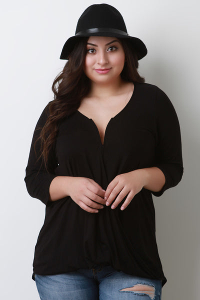 V-Neck Surplice Quarter Sleeves Top – Natasha's Deals