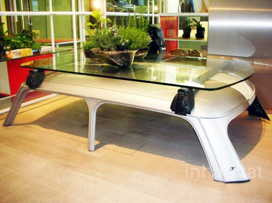 brera-milan-design-week-4-537x402 Glass coffee table mounted to the top of a mini roof, which act as table legs