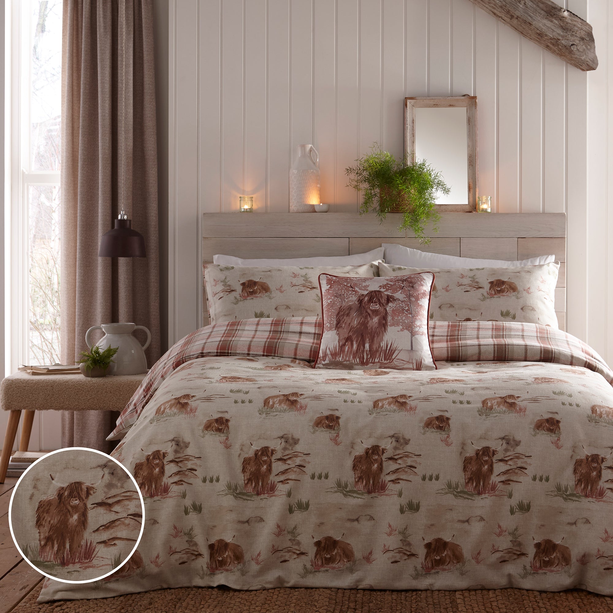 Terracotta Dreams & Drapes Hanson Highland Cow Duvet Cover Bedding Set ...