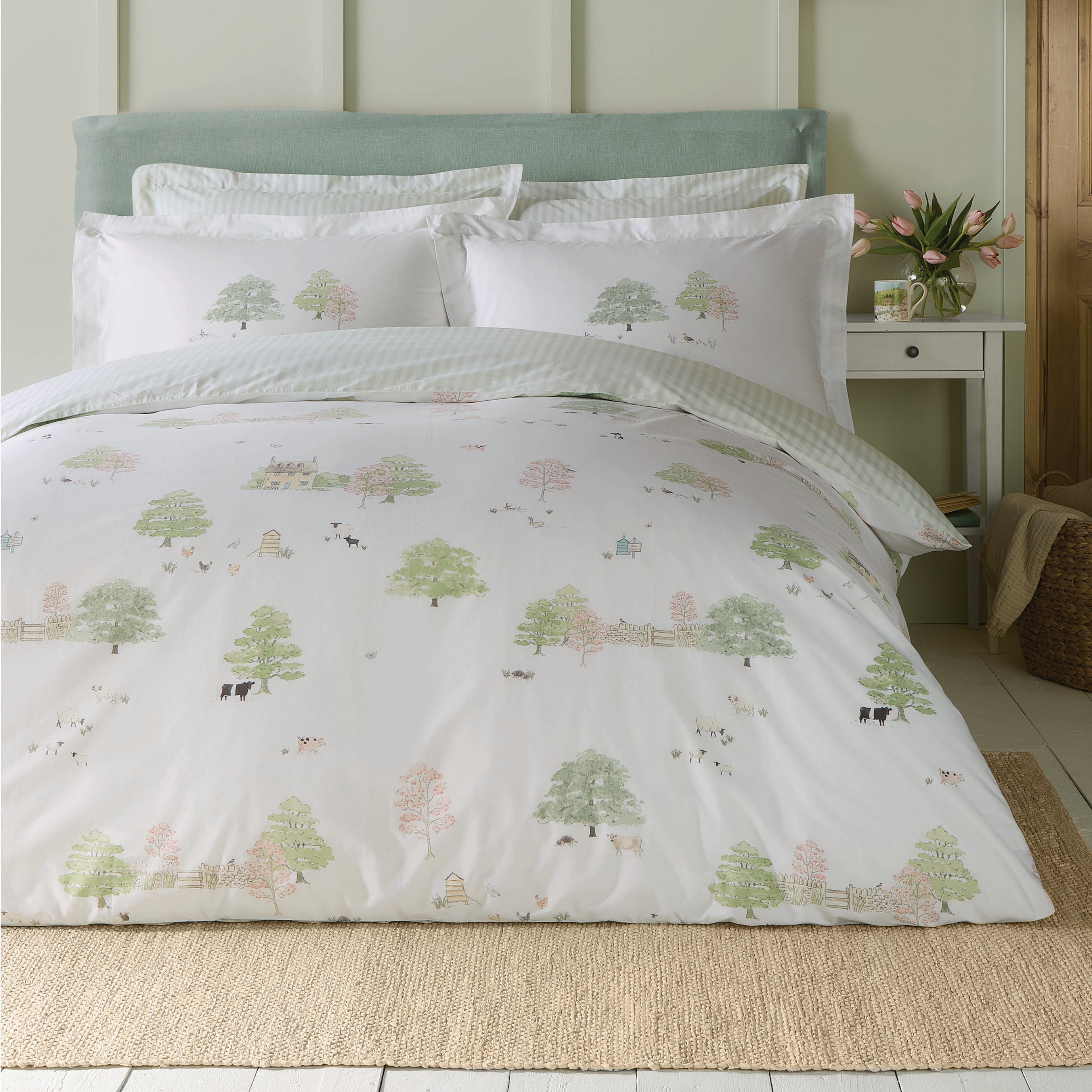 Sophie Allport Spring Cottage Duvet Cover Bedding Set Green Sophie Allport Spring Cottage Duvet Cover Bedding Set Green