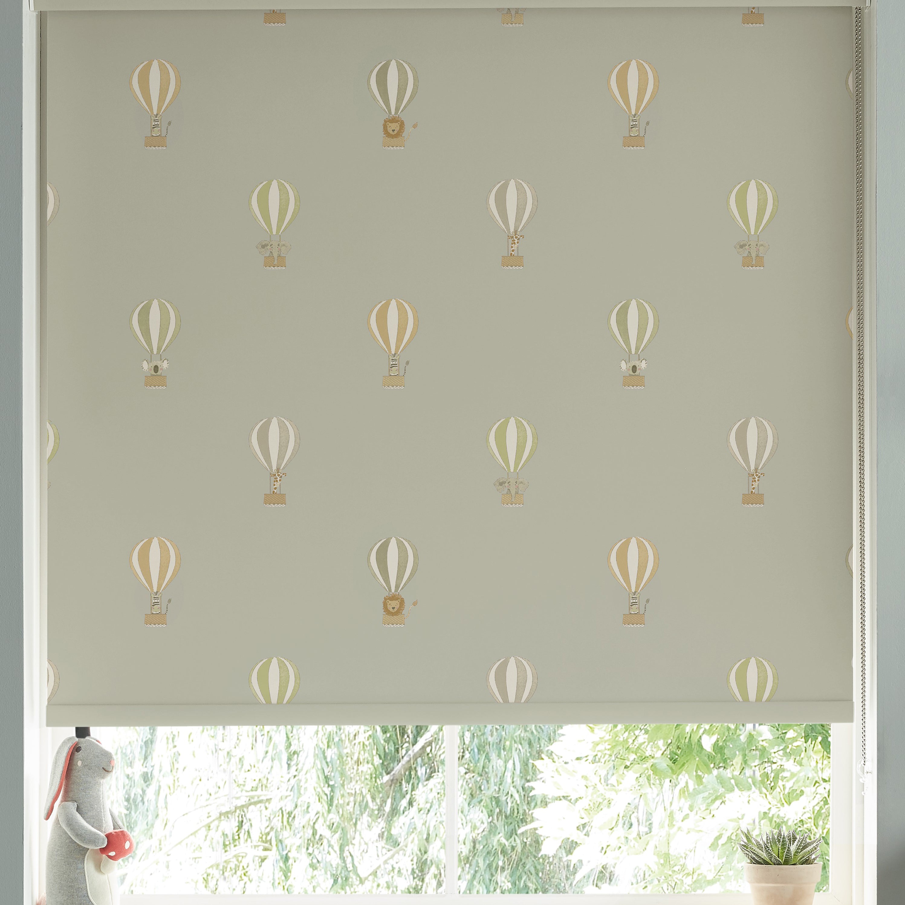 Sophie Allport Bears And Balloons Made To Measure Blackout Roller Blind Mint Grey