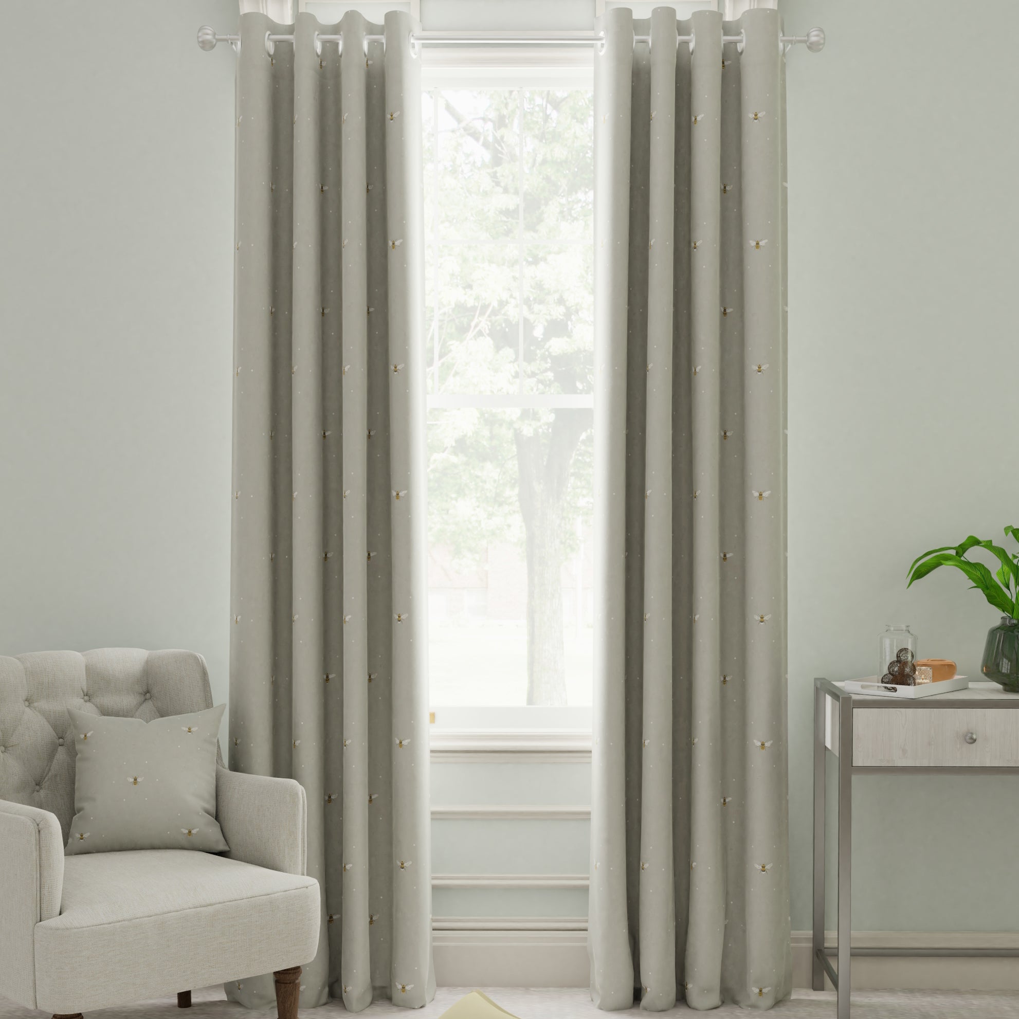 Sophie Allport Bees Made To Measure Curtains Soft Linen