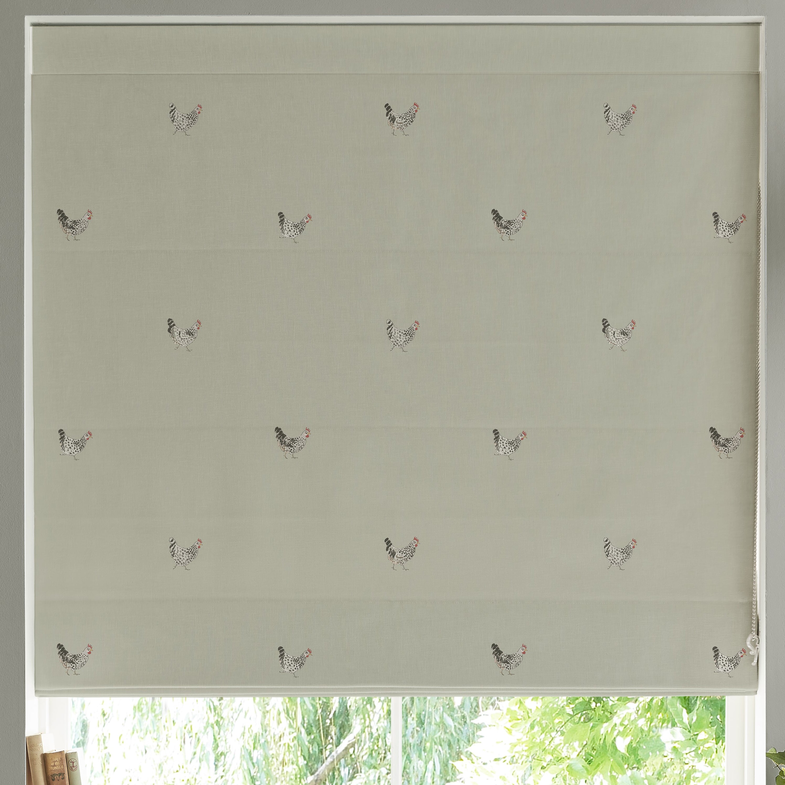 Sophie Allport Chicken Made To Measure Roman Blind Soft Linen