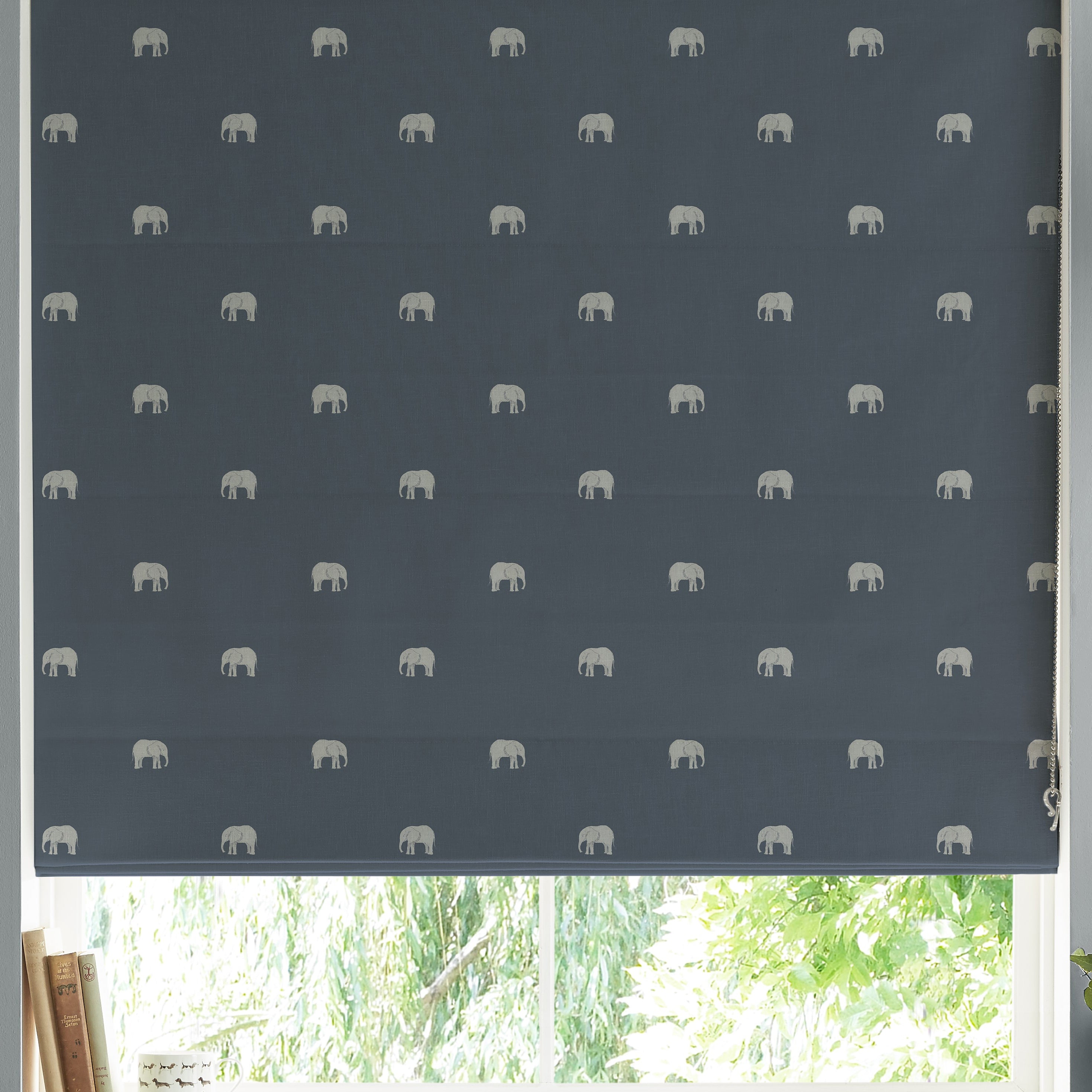 Sophie Allport Elephant Made To Measure Roman Blind Deep Navy