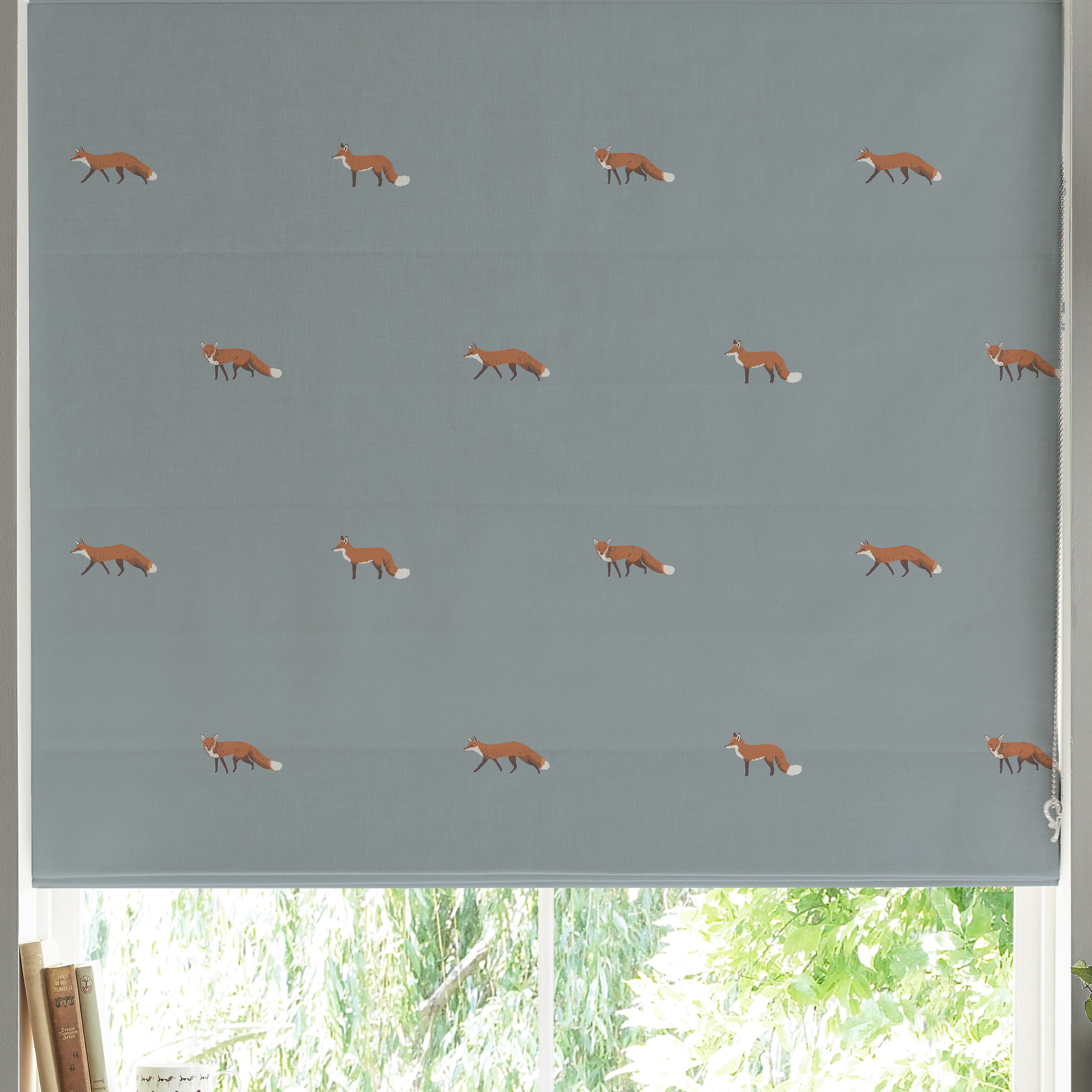 Sophie Allport Foxes Made To Measure Roman Blind Teal