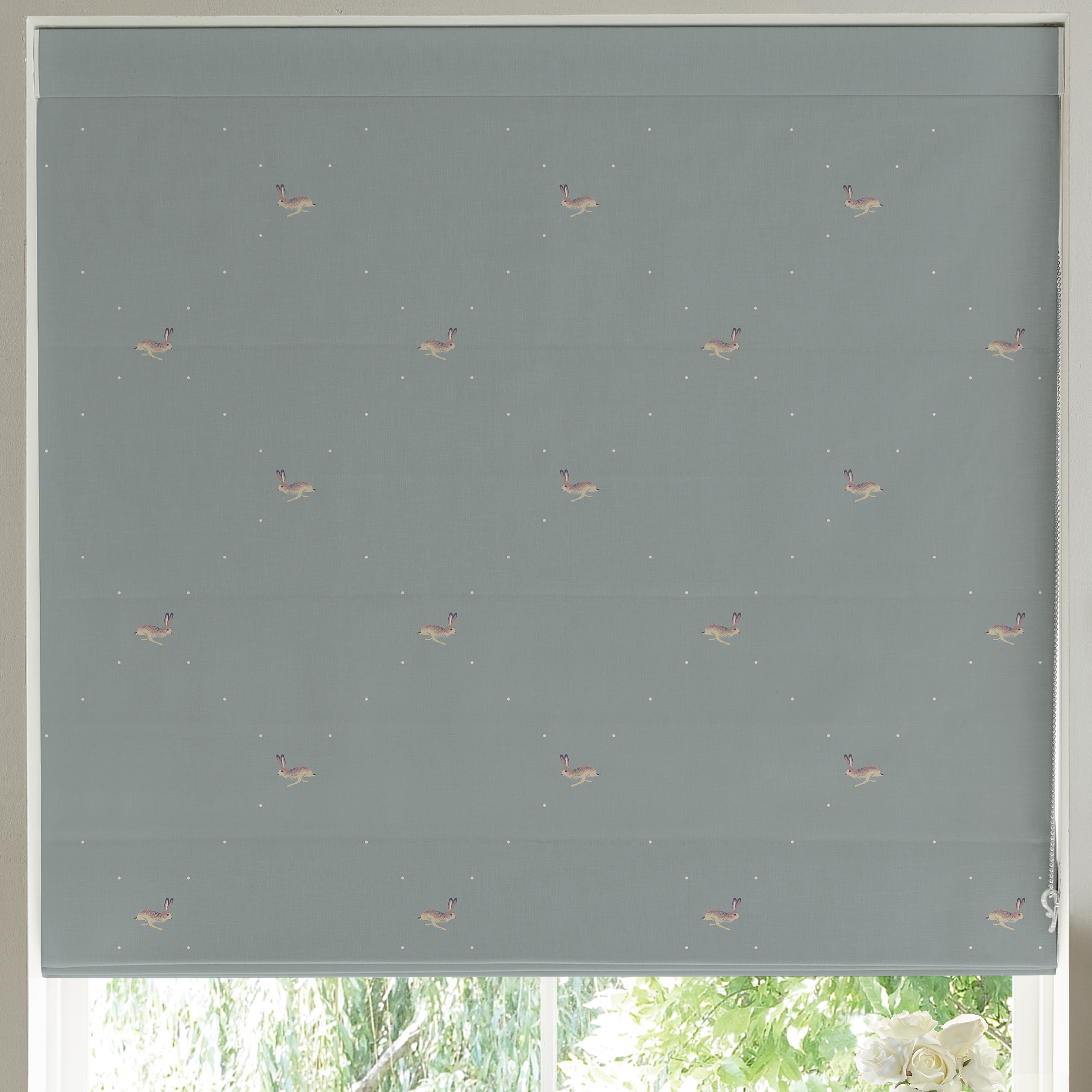 Sophie Allport Hare Made To Measure Roman Blind Teal Blue