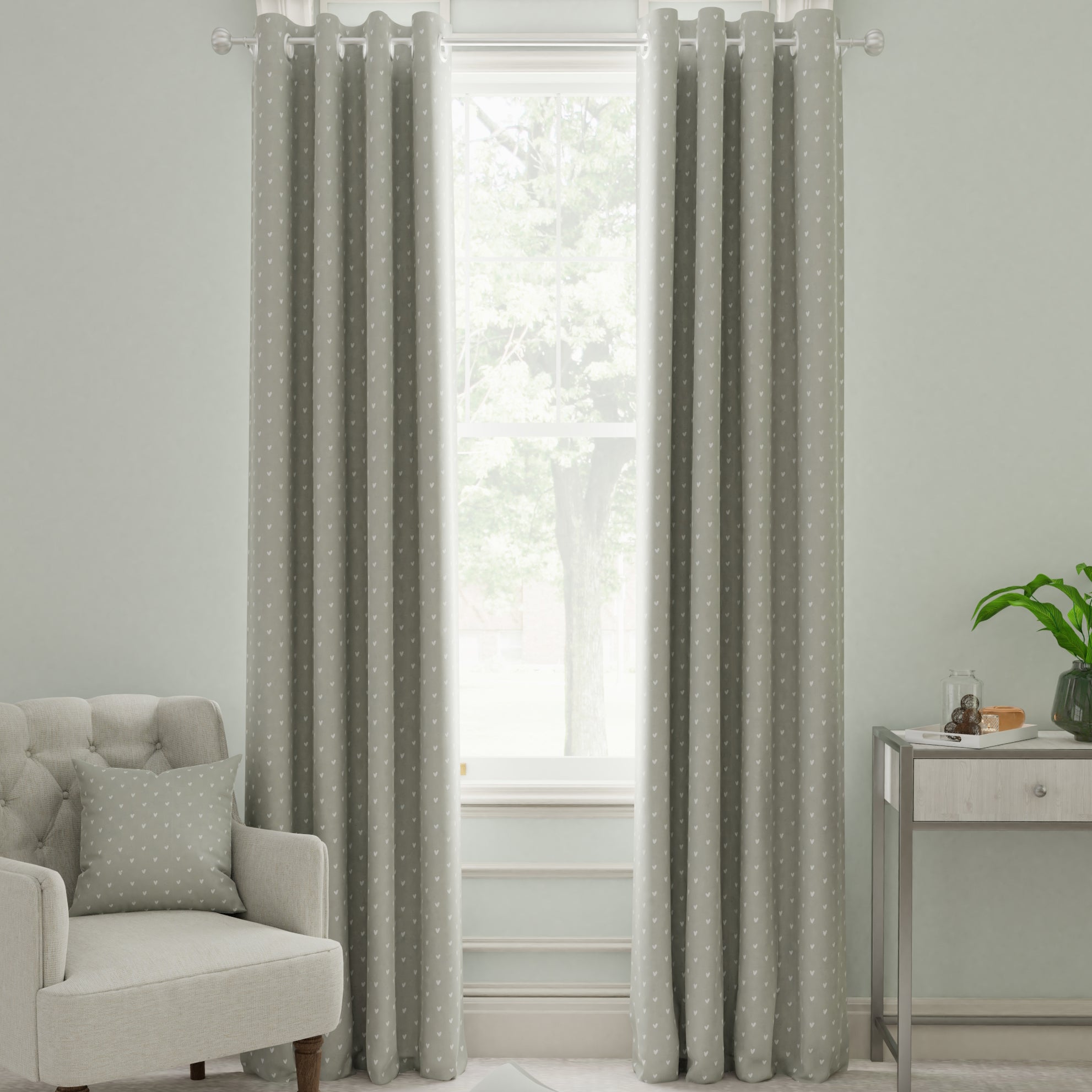 Sophie Allport Hearts Made To Measure Curtains Grey