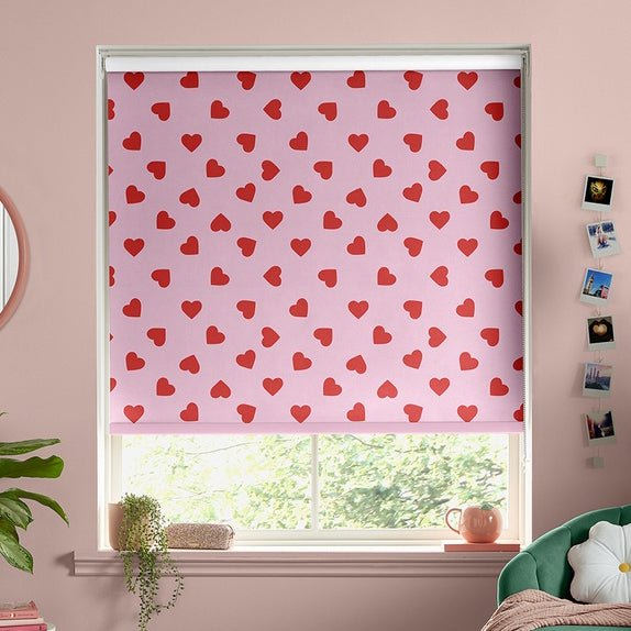 Skinnydip Hearts Made To Measure Blackout Roller Blind Pink