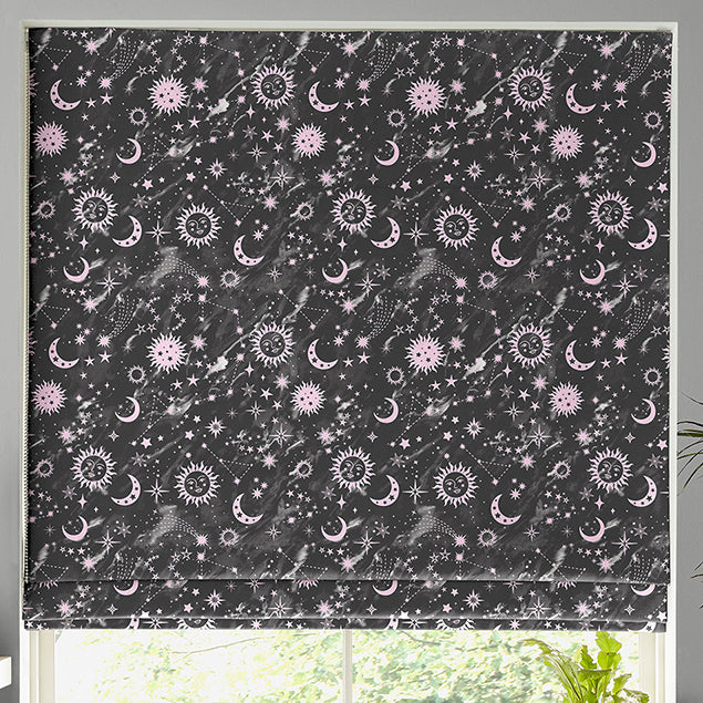 Skinnydip Marble Celestial Made To Measure Roman Blind Black and Pink