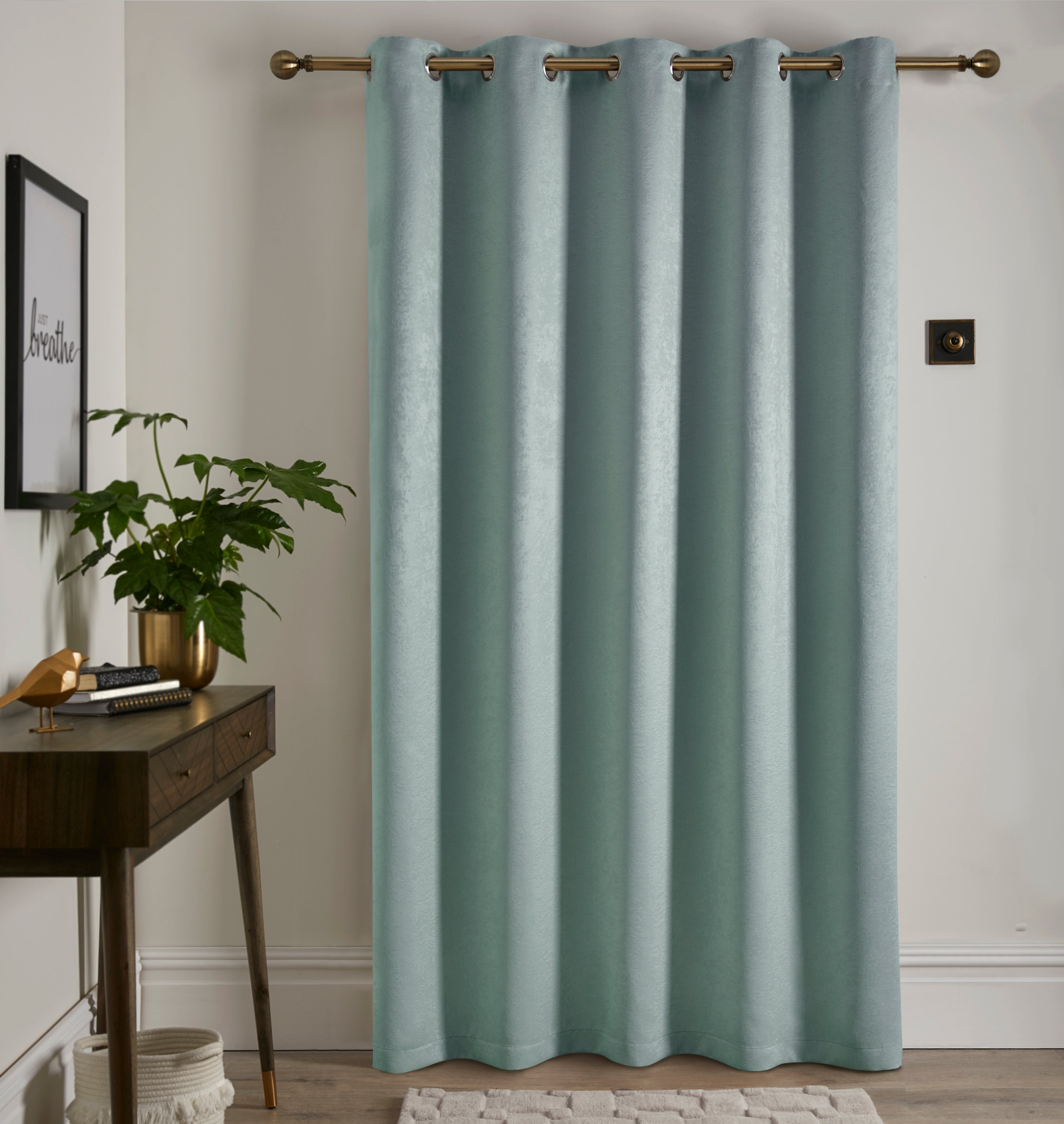 Strata 66x84 Ready Made Eyelet Door Curtains Duck Egg | Great Value ...