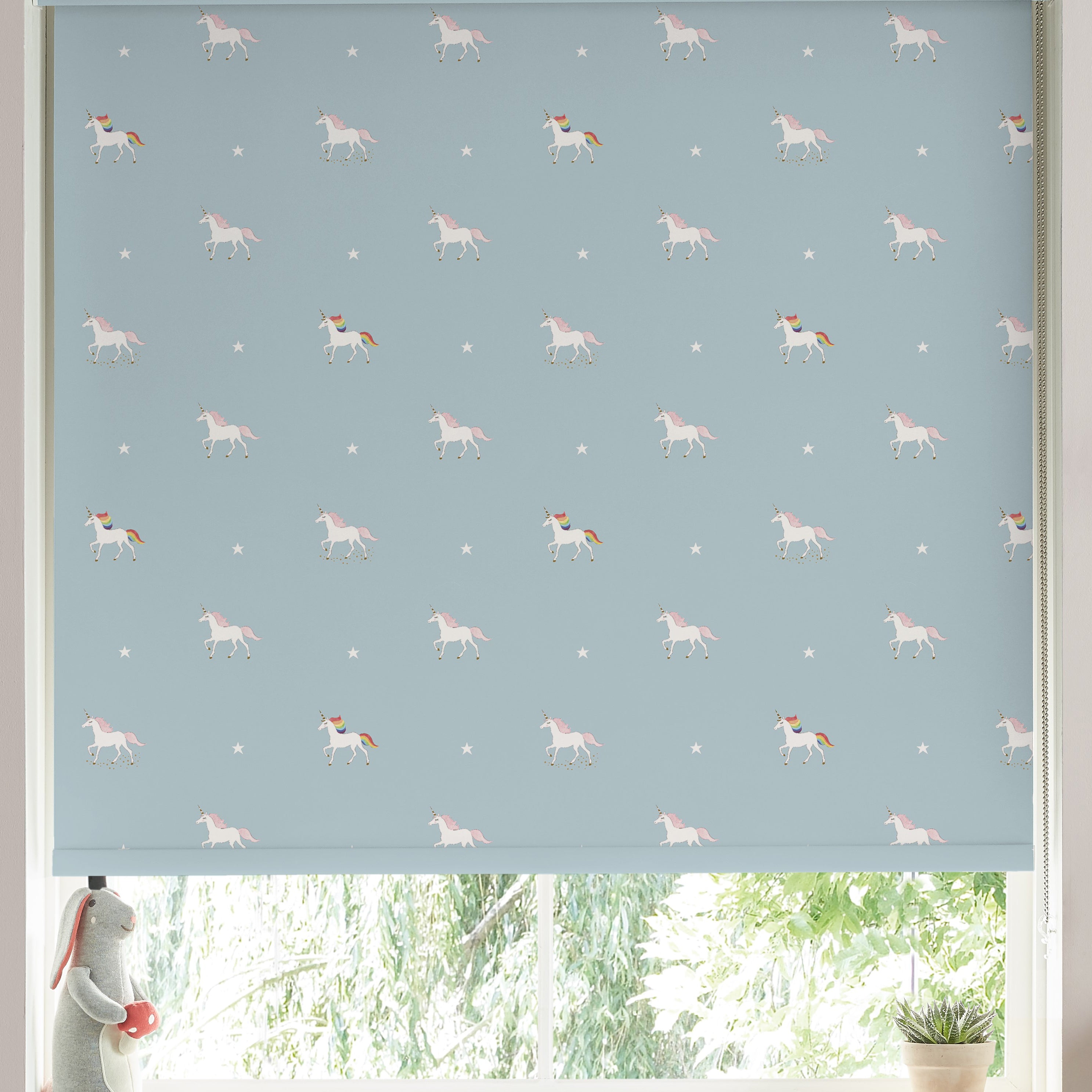 Sophie Allport Unicorn Made To Measure Blackout Roller Blind Pale Duck Egg