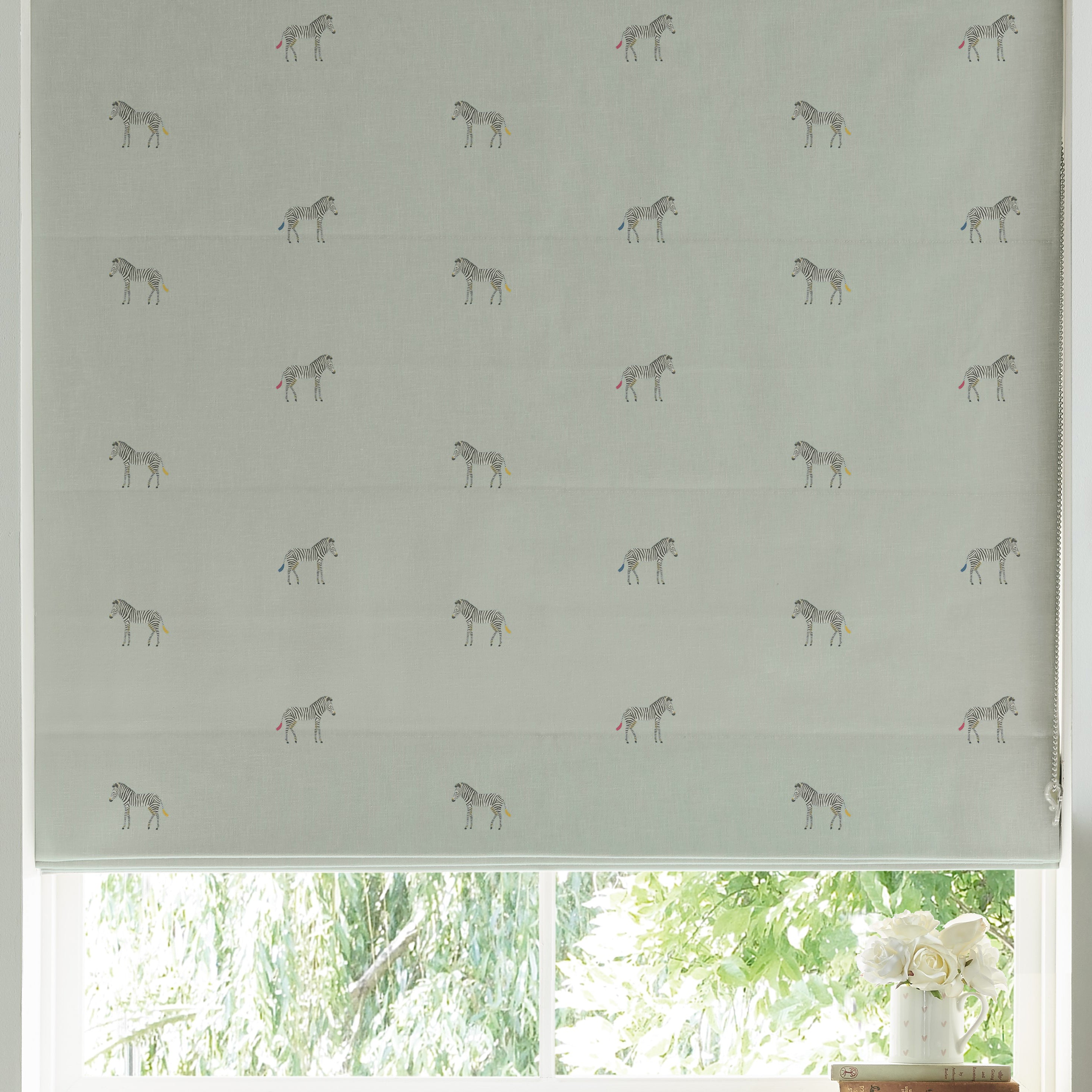 Sophie Allport Zebra Made To Measure Roman Blind Sage Grey