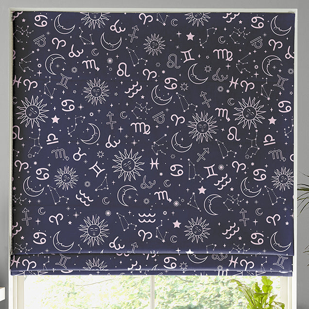 Skinnydip Zodiac Made To Measure Roman Blind Navy and Pink