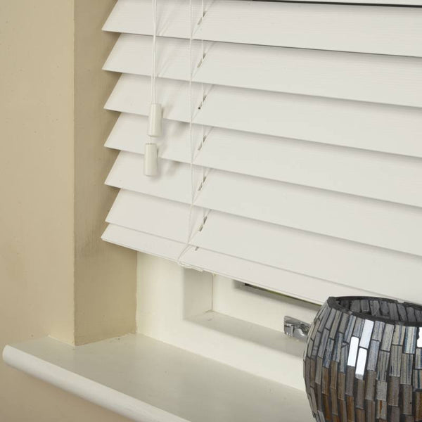 50mm Essence Fauxwood Venetian Blind Fine Grain in True White | Order ...