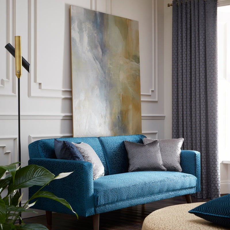 Astral Curtain Fabric in Teal by Clarke & Clarke | Terrys