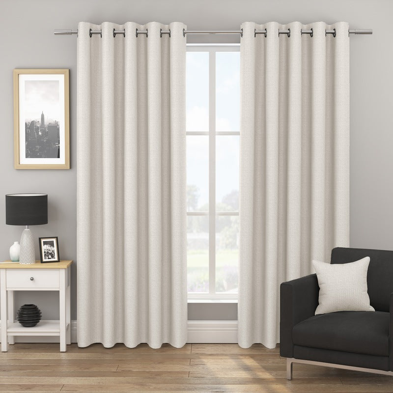 Bondi Ready Made Thermal Blockout Eyelet Curtains in Natural | Cheap UK ...