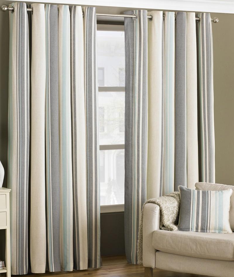 blue and cream curtain fabric