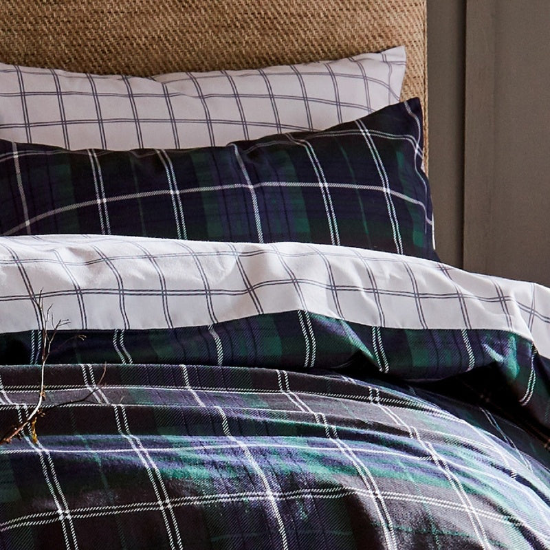 navy tartan bedding