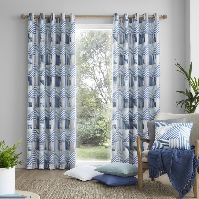 Campden Ready Made Eyelet Curtains in Teal | Low Price Delivery | Terrys