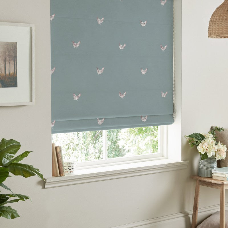 Sophie Allport Chicken Made To Measure Roman Blind Deep Duck Egg