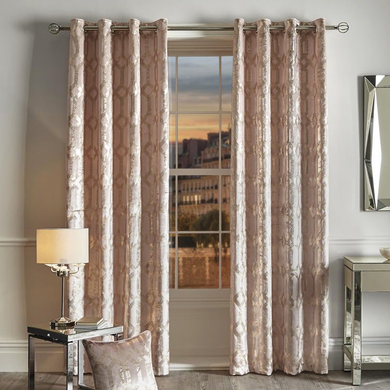 Caprice Claudette Ready Made Eyelet Curtains Blush