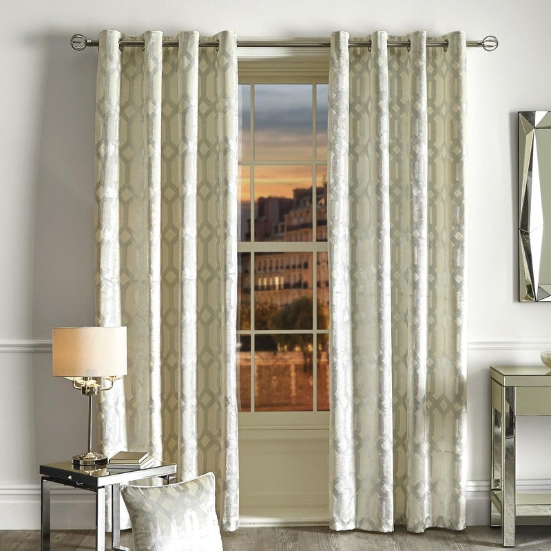 Caprice Claudette Ready Made Eyelet Curtains Ivory