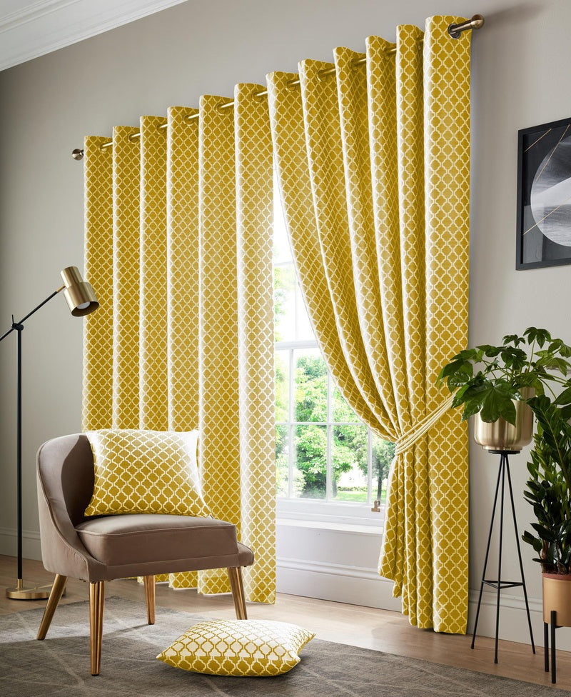 Cotswold Ready Made Lined Eyelet Curtains in Ochre | Free Delivery £100 ...