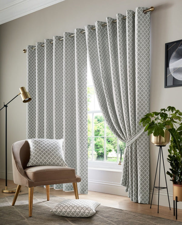 Cotswold Ready Made Lined Eyelet Curtains Silver | Terrys Fabrics